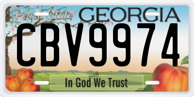 GA license plate CBV9974