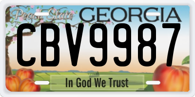 GA license plate CBV9987