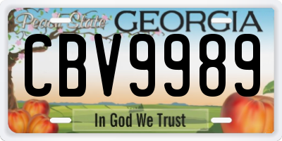 GA license plate CBV9989