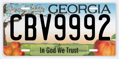 GA license plate CBV9992