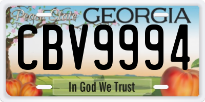 GA license plate CBV9994