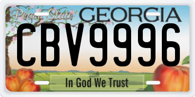 GA license plate CBV9996