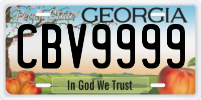 GA license plate CBV9999