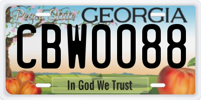 GA license plate CBW0088