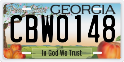 GA license plate CBW0148