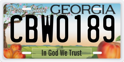 GA license plate CBW0189