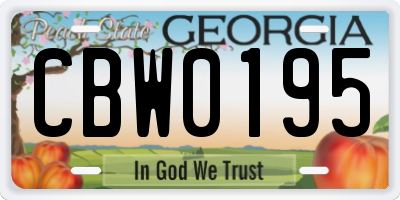 GA license plate CBW0195
