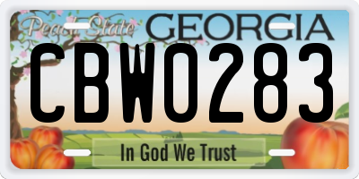 GA license plate CBW0283