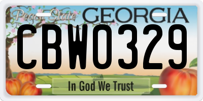 GA license plate CBW0329