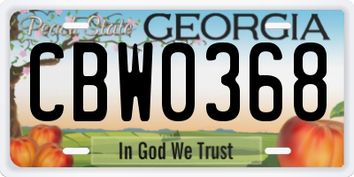 GA license plate CBW0368