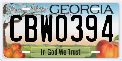 GA license plate CBW0394