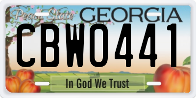 GA license plate CBW0441