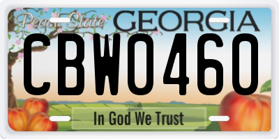 GA license plate CBW0460