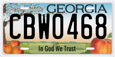 GA license plate CBW0468