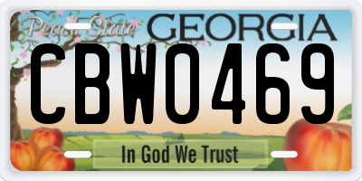GA license plate CBW0469