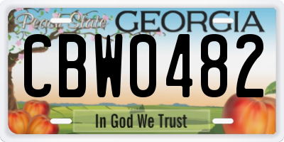 GA license plate CBW0482