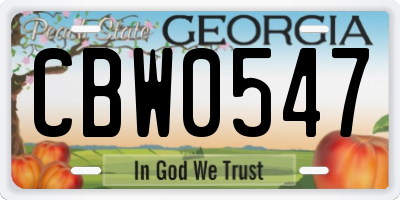 GA license plate CBW0547
