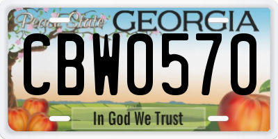 GA license plate CBW0570