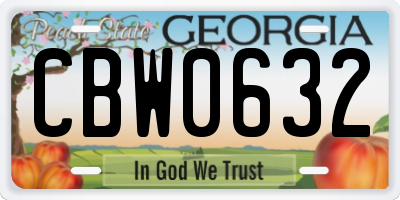 GA license plate CBW0632