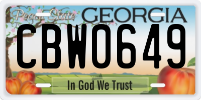 GA license plate CBW0649
