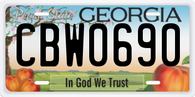 GA license plate CBW0690