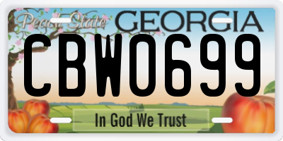 GA license plate CBW0699