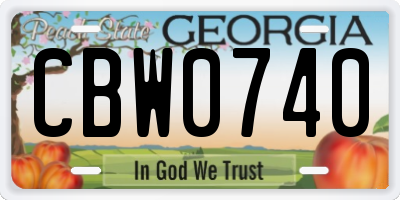 GA license plate CBW0740