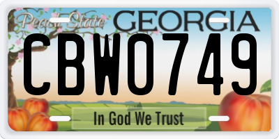 GA license plate CBW0749