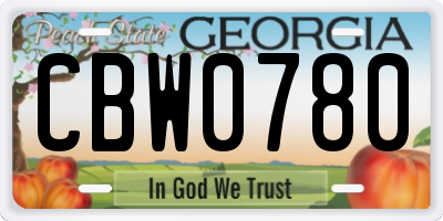 GA license plate CBW0780