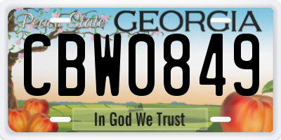 GA license plate CBW0849