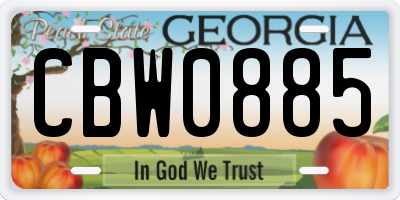 GA license plate CBW0885