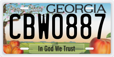 GA license plate CBW0887