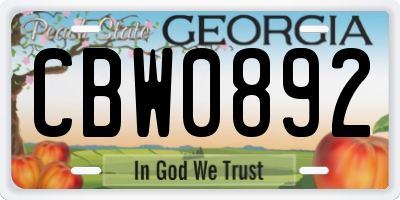 GA license plate CBW0892
