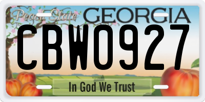 GA license plate CBW0927