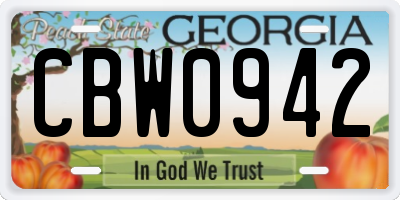 GA license plate CBW0942