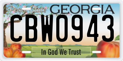 GA license plate CBW0943