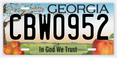 GA license plate CBW0952