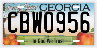 GA license plate CBW0956