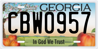 GA license plate CBW0957