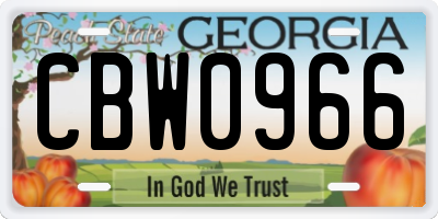GA license plate CBW0966