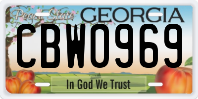 GA license plate CBW0969