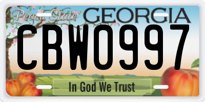 GA license plate CBW0997