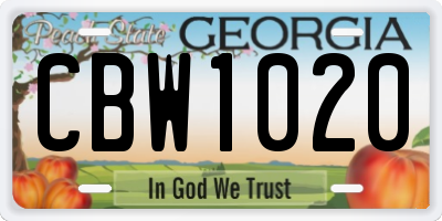 GA license plate CBW1020