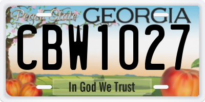 GA license plate CBW1027