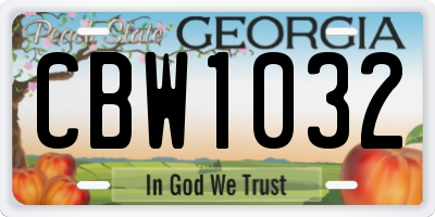 GA license plate CBW1032