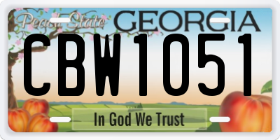 GA license plate CBW1051