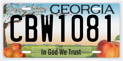 GA license plate CBW1081