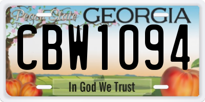 GA license plate CBW1094