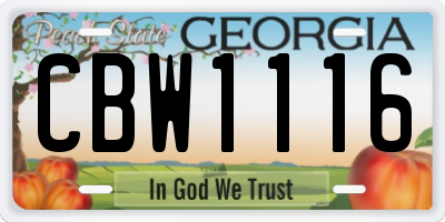 GA license plate CBW1116
