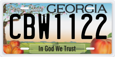 GA license plate CBW1122